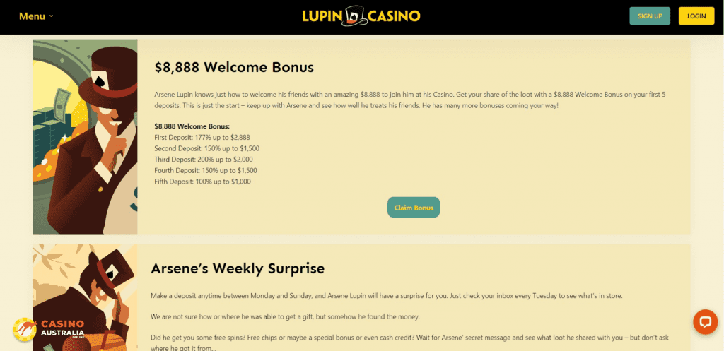Lupin Casino Promotions Australia