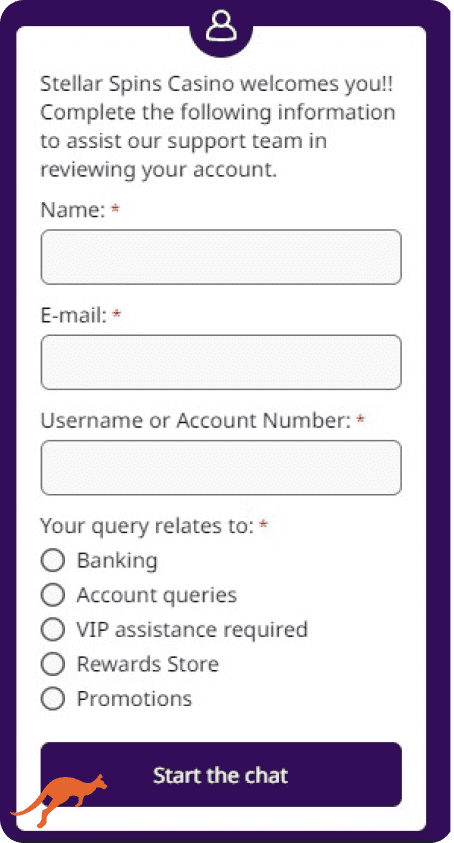 Stellar Spins Casino Live Chat Support