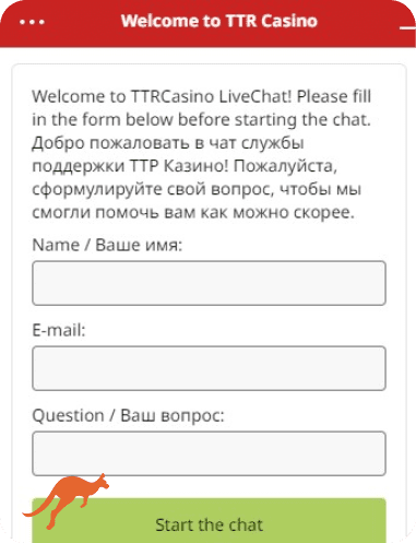 TTR Casino Live Chat Support