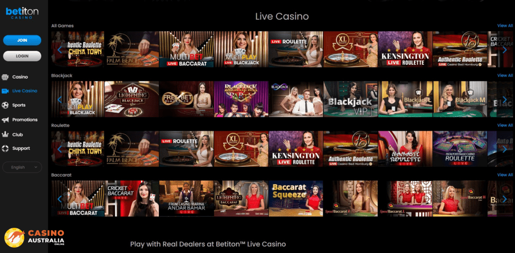 Betiton Casino Live Games Australia