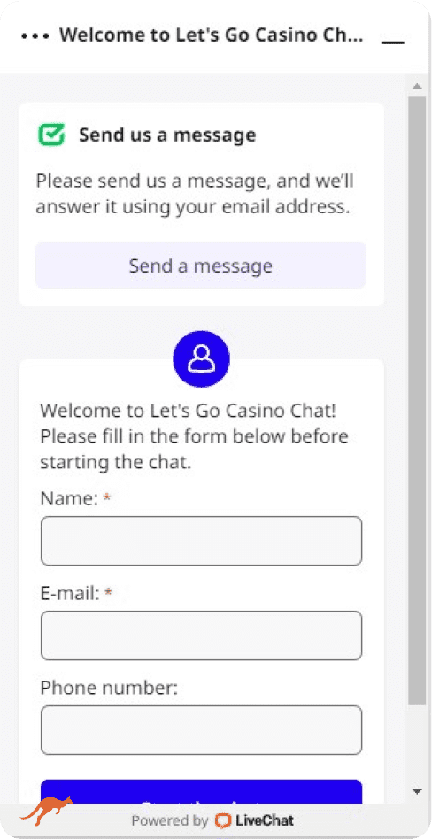 Let's Go Casino Live Chat Support