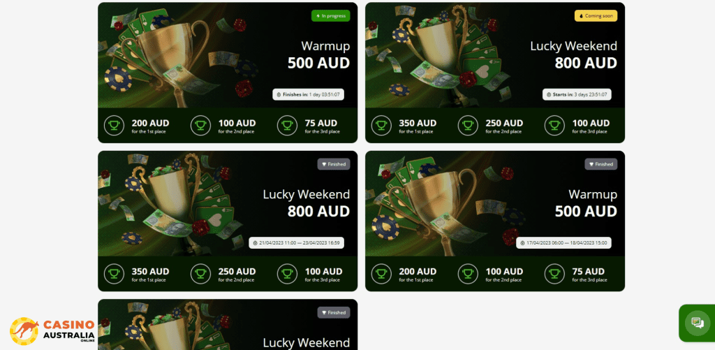 Weekly Tournaments at Lucky Green Casino Australia