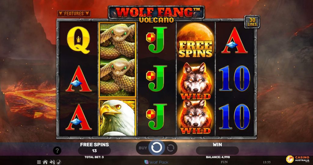 Wolf Fang - Volcano Free Play Bonus Feature Spins Australia Review