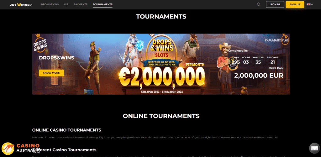 Weekly Tournaments at JoyWinner Casino Australia