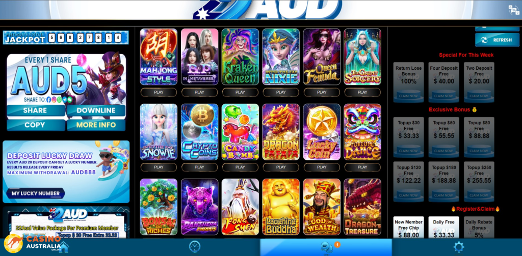 22AUD Casino Games Australia