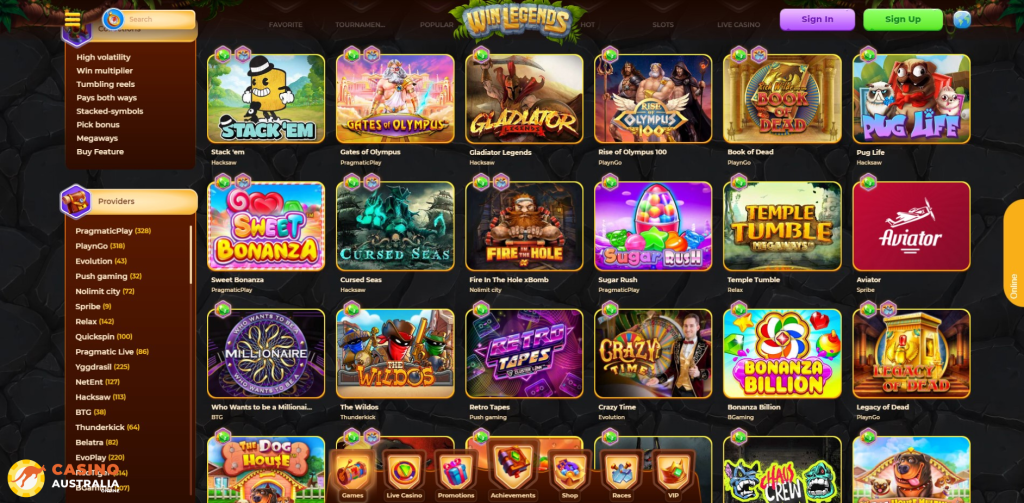 WinLegends Casino Games Australia