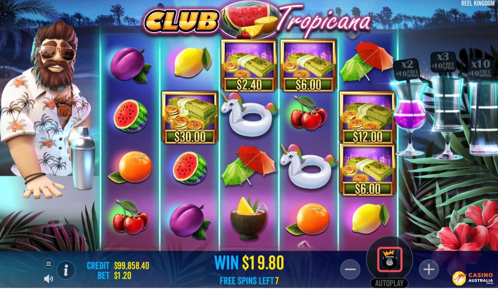 Club Tropicana Free Play Bonus Feature Spins Australia Review