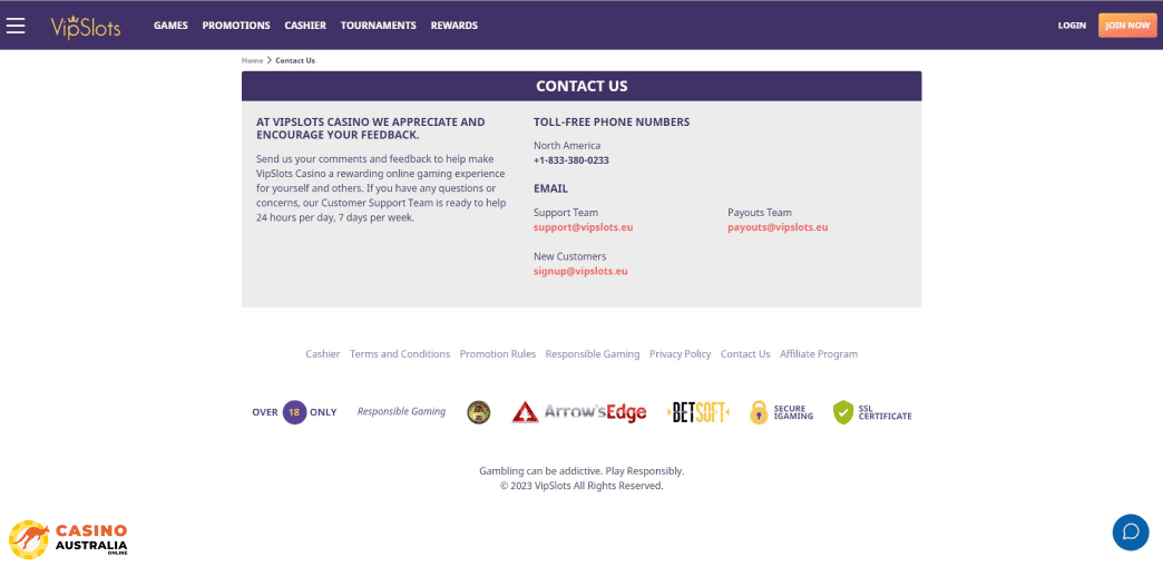 VipSlots Casino Live Games Australia