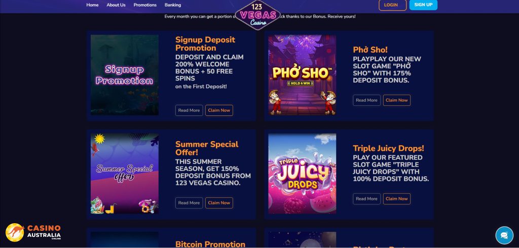 123 Vegas Casino Promotions Australia