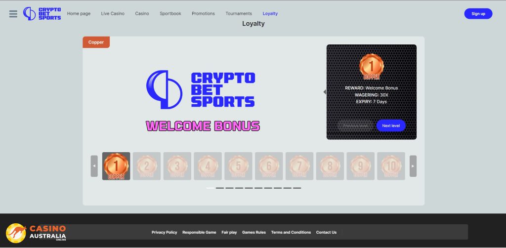 Vip Program at CryptoBetSports Casino Australia