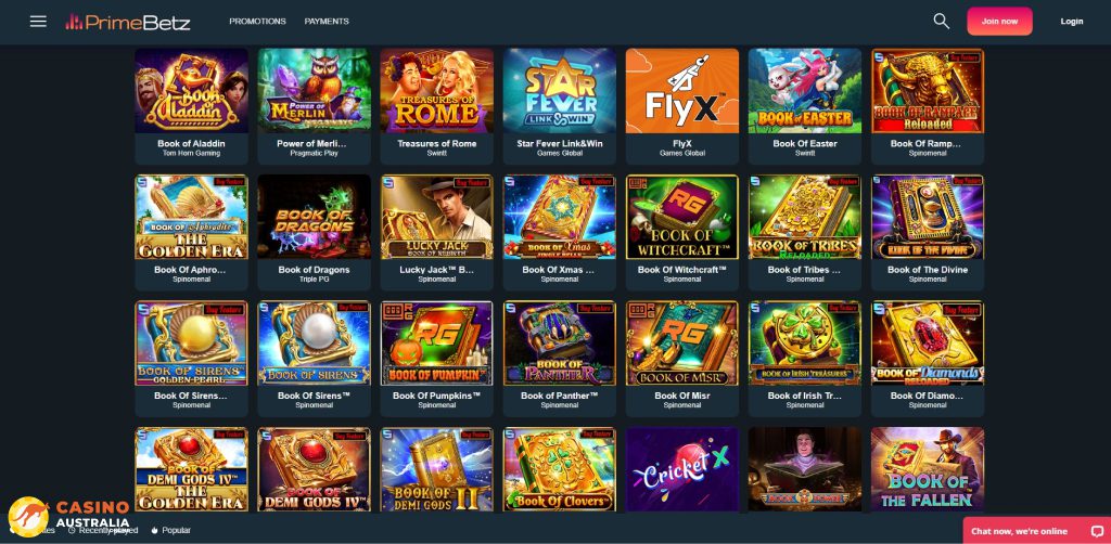 Primebetz Casino Games Australia