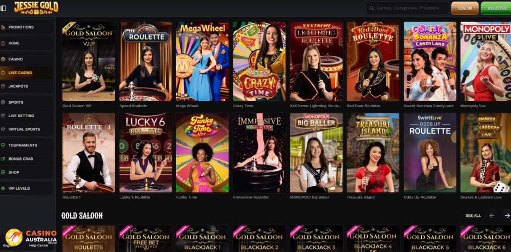 JessieGold Casino Live Games Australia