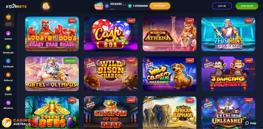 StarBets.io Casino Games Australia